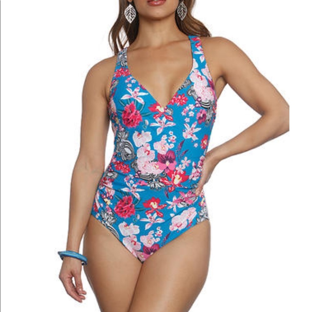 Betty’s Beach Bugalow Floral One Piece Swimsuit - Size 12
